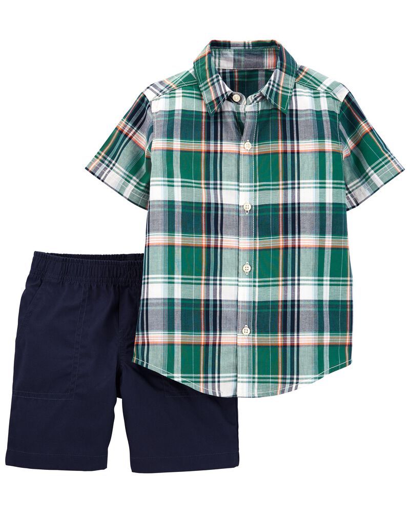 Details about   OshKosh B'gosh Toddler Boys Plaid Button Up Dress Shirt Short Sleeve New 